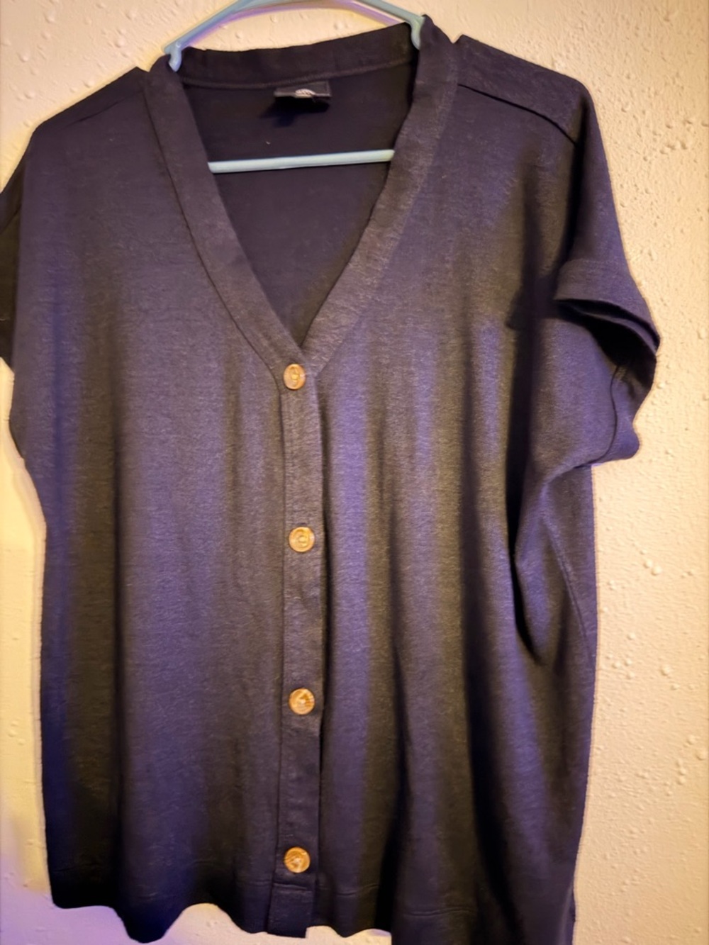 bobeau Black V-Neck Button Front Cardigan